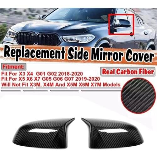 Carbon Fiber Rearview Side Mirror Cover for BMW- X3 G01 X4 G02 X5 G05 Side Door Rearview Cover Caps 2018 2019 2020+ ABS