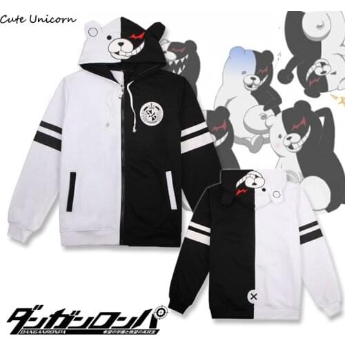 Dangan Ronpa monokuma winter Coat mens hoodies and sweatshirts Cosplay Costume boys Clothes mens clothing Outwear Cartoon Tops