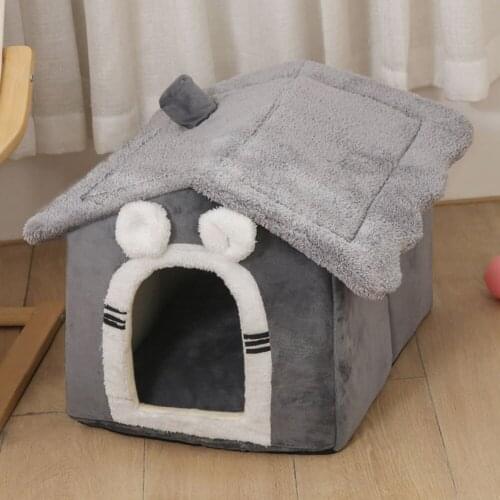 Pet House Soft Plush Warm Kennel Small Dogs Cats Cave Nest Washable Cozy Sleeping Bed Puppy Lounger Mat Cushion Cage
