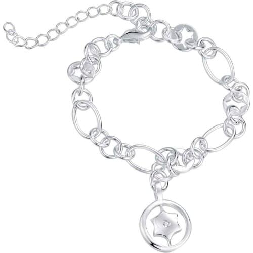Hot new designs Silver color star pendant charm bracelet beautiful street style accessories for woman Top quality AB105