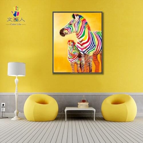 Paint by number art painting zebra zebra hand-painted color oil painting Living room bedroom Decorative paintings