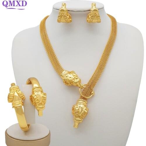 Mirafeel Dubai Jewelry Sets Big Necklace Sheep Head Shape Bracelet Earrings For Women Wedding Jewelry Sets for Bride