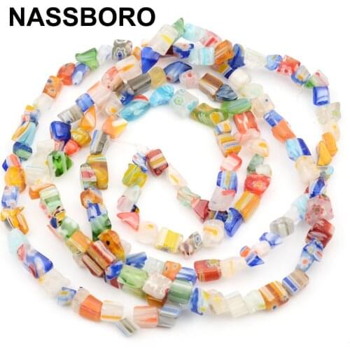 Colorful Irregular Gravel Glass Beads Flower Charms Chips Stone Beads For Jewelry Bracelet Making DIY Accessories 78cm Strand