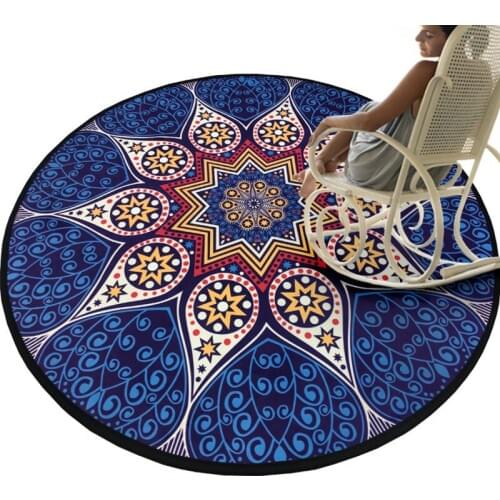 Round Carpet Living Room Bedroom Sofa Anti-Slip Mat Blue Nordic Pastoral Fitness Yoga Computer Chair Pad
