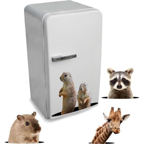 3D cute little animals wall sticker toilet cupboard fridge decorations wallpaper home decor little mouse giraffe animal stickers
