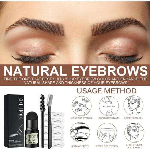 Brow Template Shaping Kit Waterproof Sweatproof Eyebrow Definer Contains Eyebrow Powder Eyebrow Card Eyebrow Trimming Knife