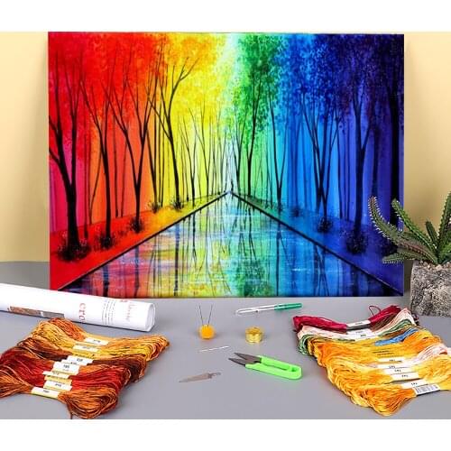 Natural Scenery Into The Rainbow Printed 11CT Cross-Stitch Kit Embroidery DMC Threads Sewing Craft Handmade Hobby Wholesale