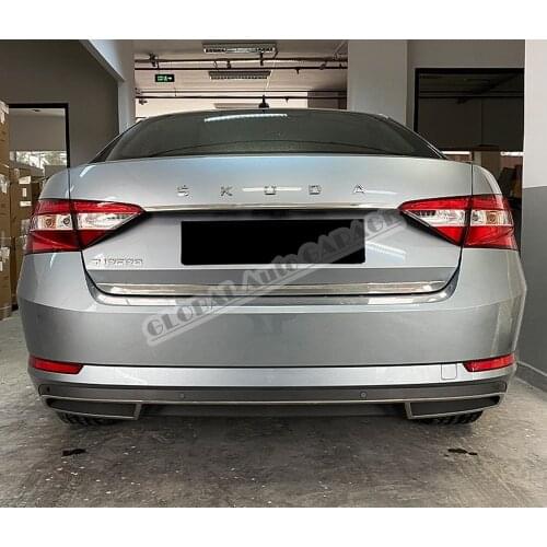 For Skoda SuperB Sedan 2015-2019 Chrome Tailgate Trunk Trim Bottom Lath Body Car Auto Accessory Diffüser Spilitter Car-styling