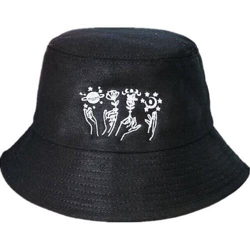 Cotton Personality Embroidery Bucket Hat Fisherman Hat Outdoor Travel Hat Sun Cap Hats for Men and Women 278