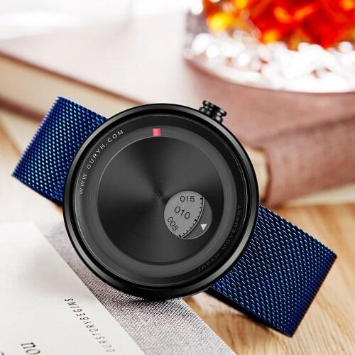 Gift SINOBI Golden Geek Watches Mens Creative Fashion Wrist Watches Rotate Plate Dial with Milan Strap Relogio Mans Japan Movt