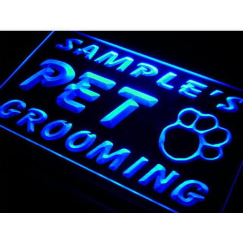 Qq-tm Name Personalized Custom Pet Grooming Paw Print Bar Beer Neon Light Light Signs