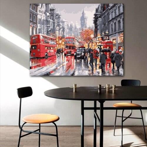 Paint by number art painting by numbers lively street creative adult hand-painted decompression living room decorative painting