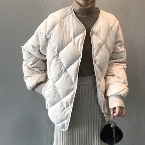 Women Solid Oversize Parkas 2020 Winter Female Warm Coat short cotton Womens diamond lattice thermal padded jacket female 566G