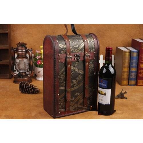 1PC High-grade Wine Box Double Single Red Wine Gift Packing Box Durable Portable Wooden Bottle Holder For Red Wine NA 010