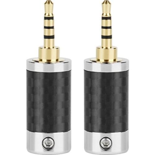 2.5mm Jack Headphone Plug 4 Poles Stereo Carbon Fiber Earphone Plugs Male For 6.2mm Cable Solder Wire Connector Splice Adapter