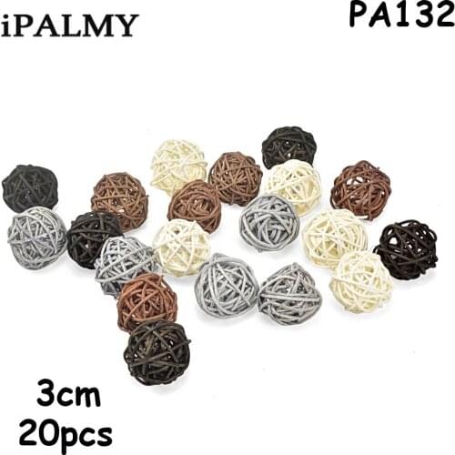 20pcs/Lot 3cm Baby Shower Rattan Ball, Birthday Wedding Decoration Rattan Wicker Balls Party Decoration DIY Sepak Takraw Balls