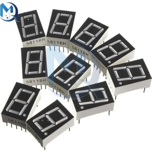 5Pcs DC1.8V 0.5 inch 1 Bit 7 Segment Common Anode LED Digital Tube Red for Arduino LED Display Nixie Tube
