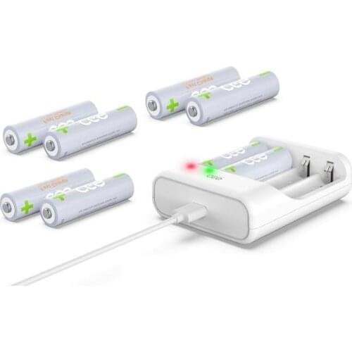 8pcs 1.5 v 2775mWh AA Li - polymer Li - ion lithium polymer rechargeable batterie+ 4 slot Usb charger