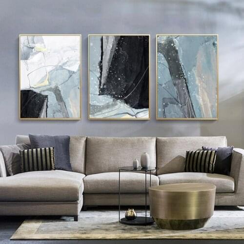 Abstract Marble Canvas Print Paintings Light Blue Poster Home Decor Nordic Wall Art Pictures on Canvas Living Room Office