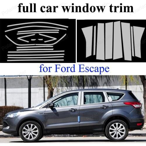 Car Styling Accessories with center pillar full Window Trim For F-ord Escape Stainless Steel Sill Cover