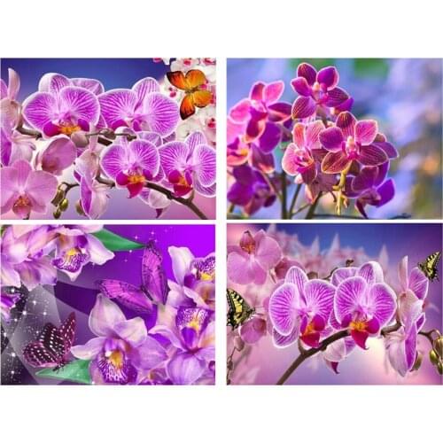 Cymbidium grandiflora Diamond Embroidery Moth orchid flower 5D DIY Diamond Painting full Phalaenopsis Diamond Mosaic needlework