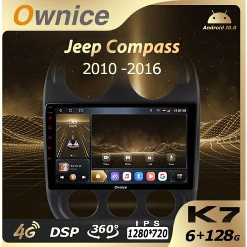 K7 Ownice Android 10.0 6G 128G Car Radio Stereo 360 Panorama for Jeep Compass 1 MK 2009-2015 Auto 1280*720 4G LTE Quick Charge