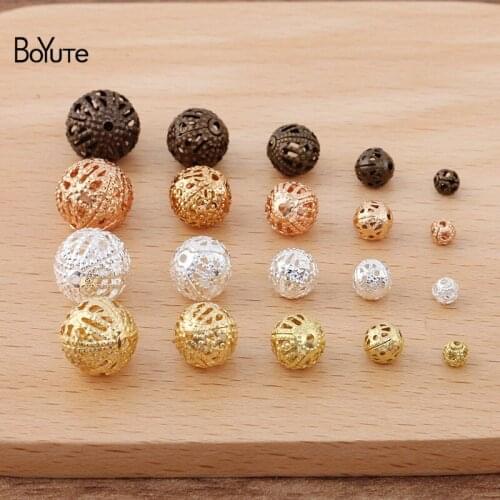 BoYuTe (400 Pieces/Lot) 4-6-8 MM Metal Brass Filigree Beads Hollow Ball Beads Diy Beads for Jewelry Making