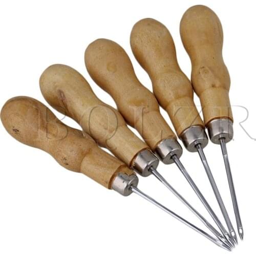 BQLZR 5 Pieces Leather Sewing Piercing Tools Awl Punch Hole Pointed with Hole