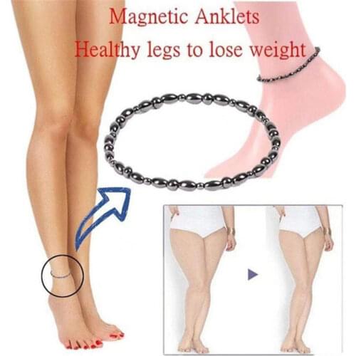 Direct Shipping Lose Weight Fashion Girl Women Men Charm Magnetic Black Stone Anklets Natural Black Health Jewelry Care Anklet