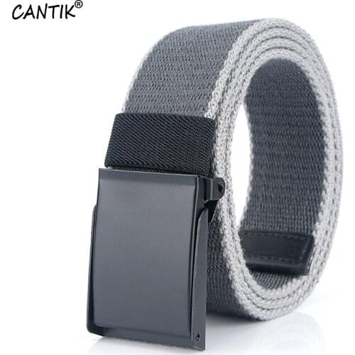 CANTIK Black Automatic Black Blank Buckle Metal Quality Canvas Belts for Men Clothing Jeans Accessories 38mm Width CBCA139