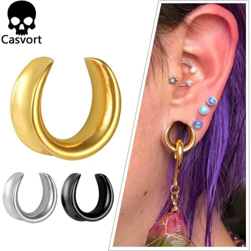 Casvort 10pcs/lot Saddle Ear Tunnel Plug Piercing Ring Expander Studs Stretchers Fashion Body Piercing Jewelry
