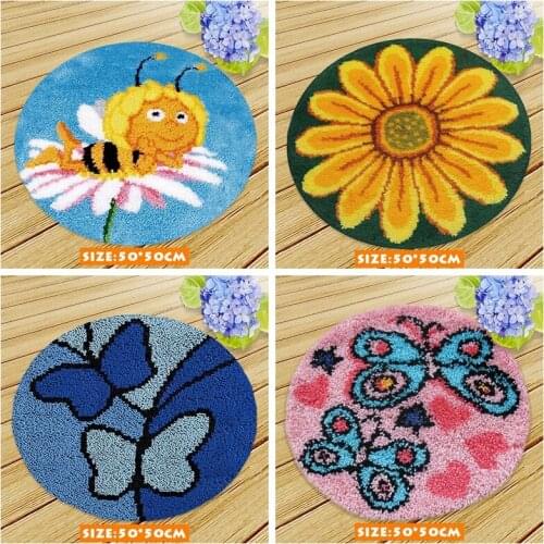 DIY Butterfly Bee Sunflower Ladybug Latch Hook Carpet Embroidery Rug Making Kits Trapilho Crochet Handcraft Segment Grass Coarse