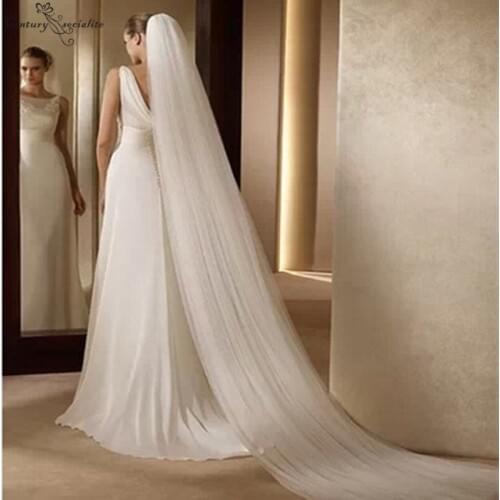 Wedding Accessories Bridal Veils With Comb 3 Meters 2 Layer Wedding Veil White Ivory Simple Bride Veils Soft Tulle Hot Sale