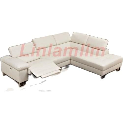 Linlamlim living room Sofa electrical recliners L shape real cow genuine leather couch muebles de sala cama puff asiento sala fu