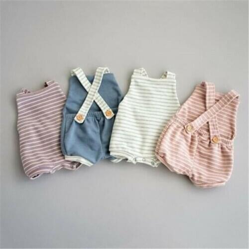 Fashion Baby Boy Girls Striped Romper Summer Toddler Cute Sleeveless Backless Jumpsuits Kid Lovely Unisex Newborn Infant Clothe