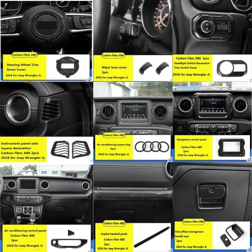 For Jeep 2018-2019 JL Wrangler carbon fiber interior trim modified center console steering wheel decoration accessories