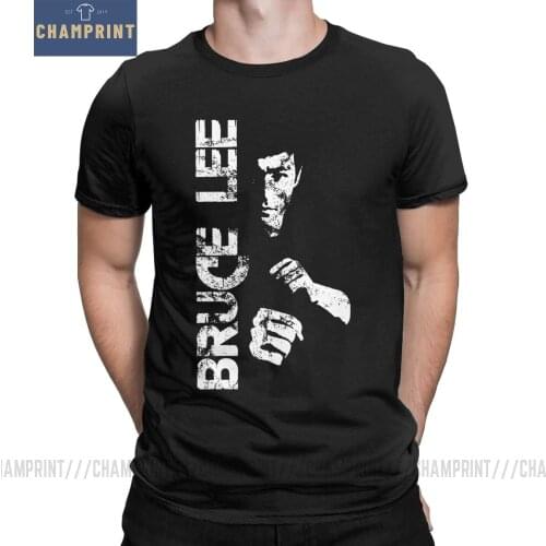 Bruce Lee Men T Shirts Dragon Movie Kung Fu Brusli Karate China Funny Tee Shirt Short Sleeve T-Shirt 100% Cotton Plus Size