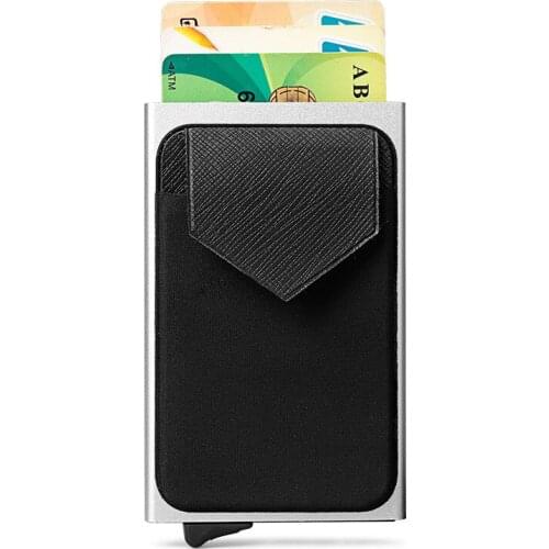 Men Aluminum Wallet With Back Pocket ID Card Holder RFID Blocking Mini Slim Metal Wallet Automatic Pop up Credit Card Coin Purse