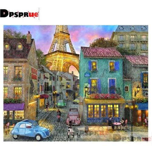 Dpsprue Full Square/Round Diamond Painting Kit Cross Stitch Cartoon City street Diamond 3D Embroidery DIY 5D Moasic Gift Dp218