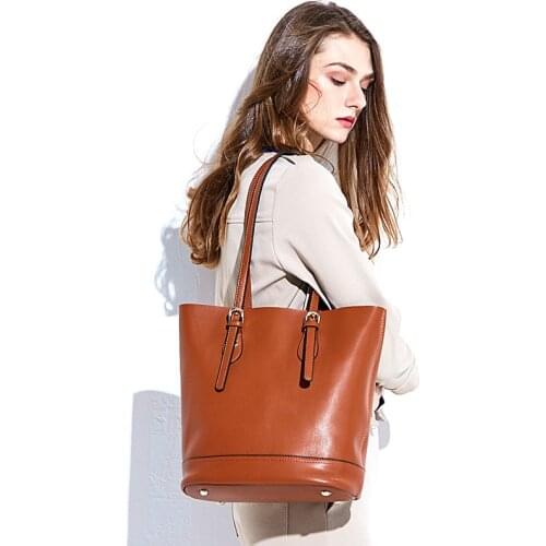 2021New Fashion Tote Bag Bucket Bag Shoulder Bag Genuine Cowhide Handbag Leisure Ladys Bag