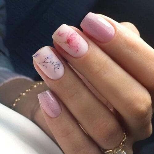 2021 New 3D Nail Art Stickers Bohemia Light Pink Flowers Image Nails Stickers For Nails Sticker Decorations Manicure Z0407-5