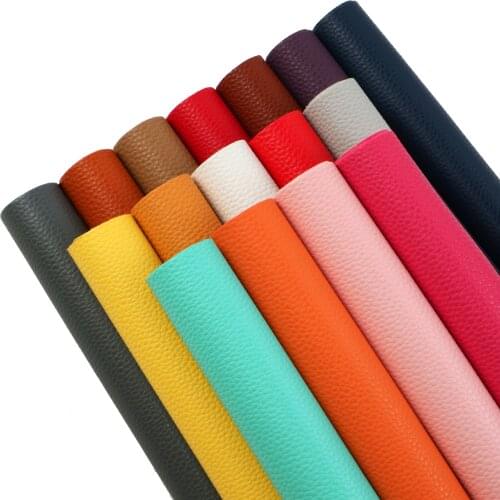 Solid Color Faux Leather Sheets Lychee Bump Texture Synthetic Leather Fabric 20x33cm for DIY Earrings Hair Bows Pouches