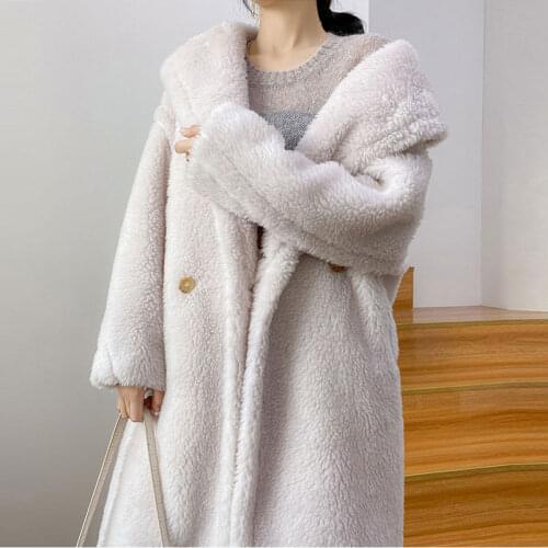 Women Winter Faux Fur Warm Long Teddy Coat Long Sleeve Female Thick Teddy Bear Coat Casual Loose Oversize Outwears