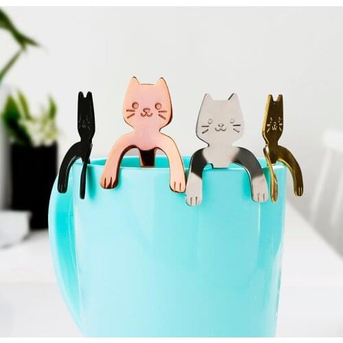 Tableware for Bar Party Tea Coffee Spoon Drinking Tools Ice Cream Dessert Spoons Mini Stainless Steel Cute Cat Teaspoons