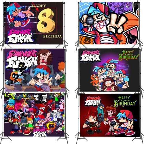 Friday Night Funkin Party Backgroud FNF Christmas Birthday Boyfriend Backdrop Theme Layout Game Decoration Supplies Gift