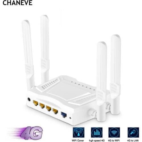 CHANEVE 4G LTE Router 300Mbps Wireless CPE Router 3G/4G LTE Home Wifi Hotspot With Sim Card Slot And 4PCS External Antenna