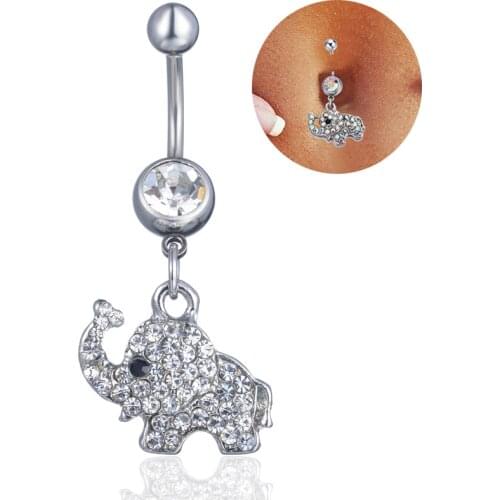 Crystal Sexy Elephant Shape Navel Piercing Belly Button Rings Nombril Ear Piercings Ombligo Navel piercing Body Jewelry Y013