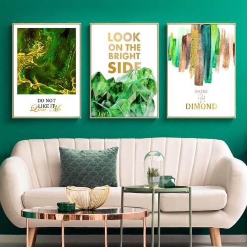 Spray Color Abstract Ink Scenery Mountains Letters Green Stone Canvas Painting Wall Picture Prints Poster Living Room Decoration