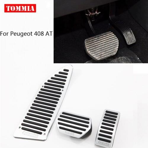 Tommia For Peugeot 408 AT MT 2010-2013 Pedal Cover Fuel Gas Brake Foot Rest Housing No Drilling Car-styling