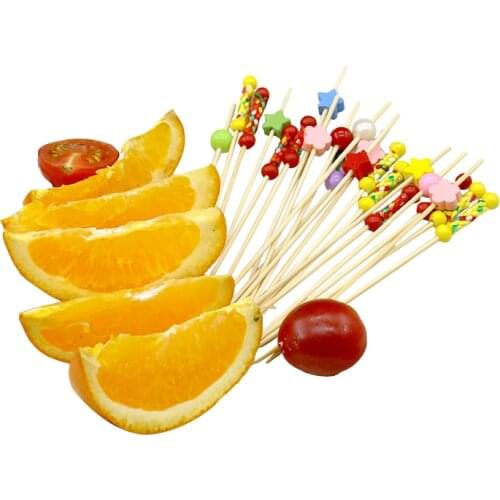 XUNZHE 12Cm 100Pcs Handmade Fruit Fork Self-Selection Cupcake Toppers Cocktail Forks Wedding Dress Up Birthday Party